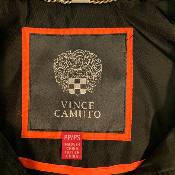 Vince Camuto Jacket Womens PP/PS Black Gold Quilt Trim Anorak Detach Hood - Picture 10 of 16